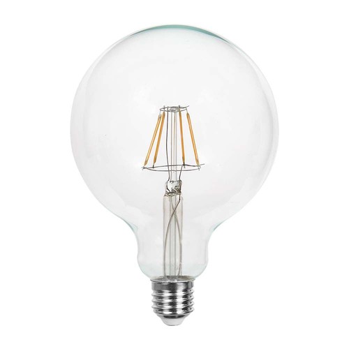 E27 6W LED filament lamp - G125 globe, helder, warm wit, 300° beam angle