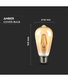 E27 8W LED-lamp - ST64, filament, amberkleurig glas, extra warm 2200K