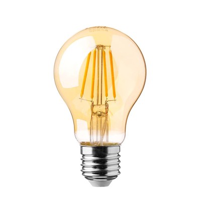 E27 12W LED-lamp - A60, filament, amberkleurig glas, extra warm 2200K