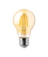 E27 12W LED-lamp - A60, filament, amberkleurig glas, extra warm 2200K
