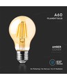 E27 12W LED-lamp - A60, filament, amberkleurig glas, extra warm 2200K