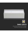 12W LED wandlamp met up/down licht - IP65 buiten, grijs, 230x100x90mm, incl. lichtbron