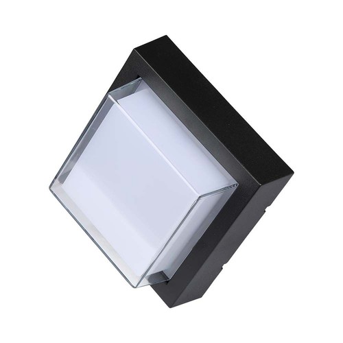 7W LED wandlamp, zwart - 700lm, warm wit, vierkant, incl. lichtbron