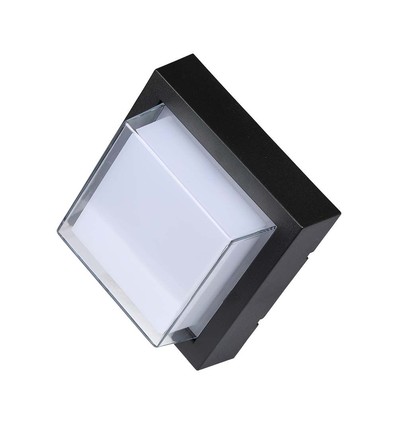 7W LED wandlamp, zwart - 700lm, warm wit, vierkant, incl. lichtbron