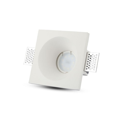 GU10 inbouwspot van gips, vierkant - Wit, overschilderbaar, zonder lichtbron, 10x10 cm