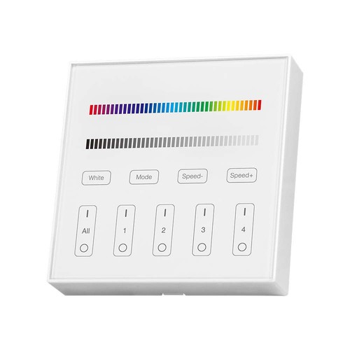 4 Zone RGB+W WiFi wandpaneel afstandsbediening, 3V - 86x86mm, wit, 4 zones, dimbaar, RF 2.4GHz