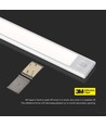 30cm 1,5W LED kastverlichting met PIR sensor - 5V, 110lm, 4000K, oplaadbaar, zilver, magnetische montage