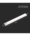 60cm 2,5W LED kastverlichting met PIR sensor - 5V, zilver, 3000mA batterij, oplaadbaar, 3000K