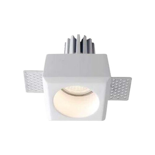 GU10 inbouwspot van gips - Rond, wit, 80x80mm, gat: 85x85mm, IP20, zonder lichtbron