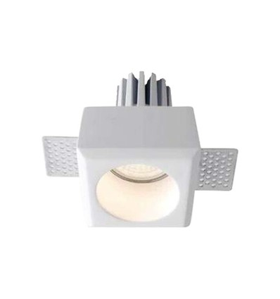 GU10 inbouwspot van gips - Rond, wit, 80x80mm, gat: 85x85mm, IP20, zonder lichtbron