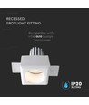 GU10 inbouwspot van gips - Rond, wit, 80x80mm, gat: 85x85mm, IP20, zonder lichtbron