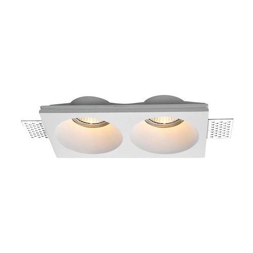 Dubbele GU10 downlight voor gipsplaat stucmontage - Excl. lichtbron en fitting, gat: 195x105mm, verzonken