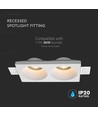 Dubbele GU10 downlight voor gipsplaat stucmontage - Excl. lichtbron en fitting, gat: 195x105mm, verzonken