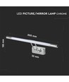8W LED schilderij-/spiegelarmatuur, chroom - 50cm, kantelbaar, 3000K/4000K, incl. lichtbron