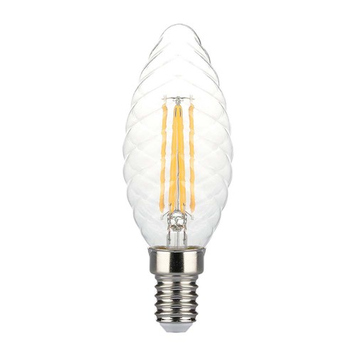 E14 4W dimbare LED kaarslamp - Twisted candle filament, 350lm, warm wit
