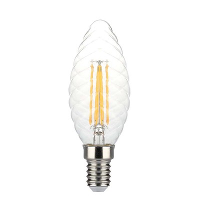 E14 4W dimbare LED kaarslamp - Twisted candle filament, 350lm, warm wit