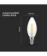 E14 4W dimbare LED kaarslamp - Twisted candle filament, 350lm, warm wit
