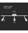 13,5W LED wandlamp - Wit, 1260lm, 3-kops design, incl. lichtbron