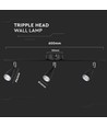 13,5W LED wandlamp, 3-kops design - 4000K, zwart, buiten, IP65