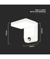 17W LED wandlamp met sensor, wit - 2580lm, IP65, 4000K, vierkant, PIR sensor