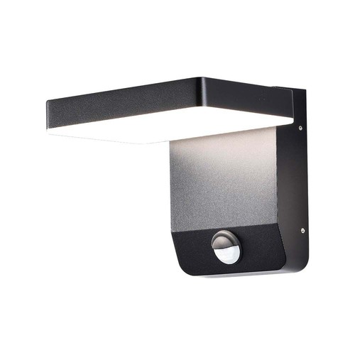 17W LED wandlamp met sensor, vierkant - IP65, zwart, 2580lm, 3000K, PIR sensor