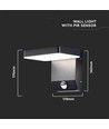 17W LED wandlamp met sensor, vierkant - IP65, zwart, 2580lm, 3000K, PIR sensor
