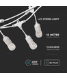 V-Tac Witte Lichtketting voor 15 stuks E27 lampen 15 meter, IP65, 230V, zonder lichtbron
