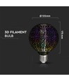 3D LED Lamp 4W E27 - Ster effect, 3000K, G125