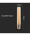E27 2W T30 LED art filament lamp - 1800K, amber glas, vintage effect, lasergravure