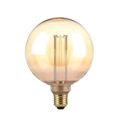 E27 4W G125 Art Filament LED lamp - Amber glas, 1800K, lasergravures, warm wit filament