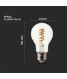E27 4W LED spiral filament lamp - GLS, helder glas, 300lm, warm wit, vervangt 28W