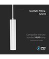 GU10 pendel spotlight, wit - Ø6x30cm, aluminium, zonder lichtbron, IP20 binnen