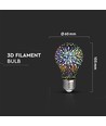 E27 3W LED lamp - A60, 3D ster effect