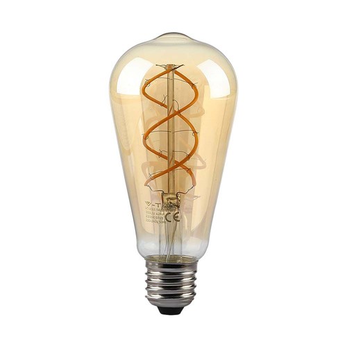 E27 4,8W dimbare LED filament lamp - ST64, Amber glas, 1800K, Vintage licht
