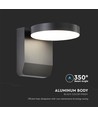 17W Wandlamp - LED, 3000K, Zwarte behuizing, Rond, IP65