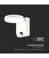 17W LED wandlamp met sensor, rond - IP65, wit, PIR bewegingssensor, 2480lm, buiten/binnen