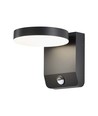 17W ronde wandlamp met sensor - IP65, zwart, 2480lm, 3000K, PIR sensor, buiten, incl. lichtbron