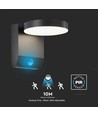 17W ronde wandlamp met sensor - IP65, zwart, 2480lm, 3000K, PIR sensor, buiten, incl. lichtbron