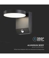 17W ronde wandlamp met sensor - IP65, zwart, 2480lm, 3000K, PIR sensor, buiten, incl. lichtbron