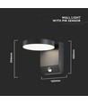 17W LED wandlamp met sensor, rond - IP65, 4000K, zwart, PIR sensor, buiten, 2480lm