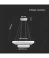 113W LED kroonluchter, dimbaar - 6300lm, 3000K, Ø60cm, warm wit, Triac fase afsnijding