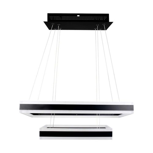 113W LED kroonluchter, dimbaar - 6300lm, 3000K, zwart, Ø60/40cm, 360 graden, Triac dimbaar