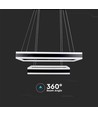 113W LED kroonluchter, dimbaar - 6300lm, 3000K, zwart, Ø60/40cm, 360 graden, Triac dimbaar