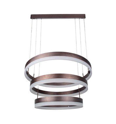 92W LED kroonluchter hanglamp, 3-staps dimbaar - 4550lm, 3000K, koffiebruin aluminium, 360 graden lichtbundel