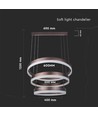 92W LED kroonluchter hanglamp, 3-staps dimbaar - 4550lm, 3000K, koffiebruin aluminium, 360 graden lichtbundel