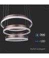 92W LED kroonluchter hanglamp, 3-staps dimbaar - 4550lm, 3000K, koffiebruin aluminium, 360 graden lichtbundel