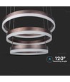 92W LED kroonluchter hanglamp, 3-staps dimbaar - 4550lm, 3000K, koffiebruin aluminium, 360 graden lichtbundel