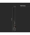 12W LED wandlamp, RA90 - IP65, zwart, 1590lm, 3000K, 65cm hoog