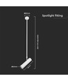 GU10 pendel in wit aluminium - Cilindrisch, verstelbare lengte tot 1,2m, zonder lichtbron