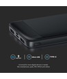10000mAh Powerbank, 22.5W - Zwart, 2x USB-C, Li-Pol, Fast Charger